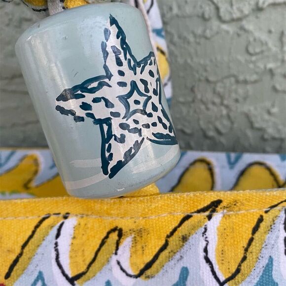 Starfish & Seashell Beach Tote Bag Multicolor Zipper Casual Summer - Picture 7 of 10